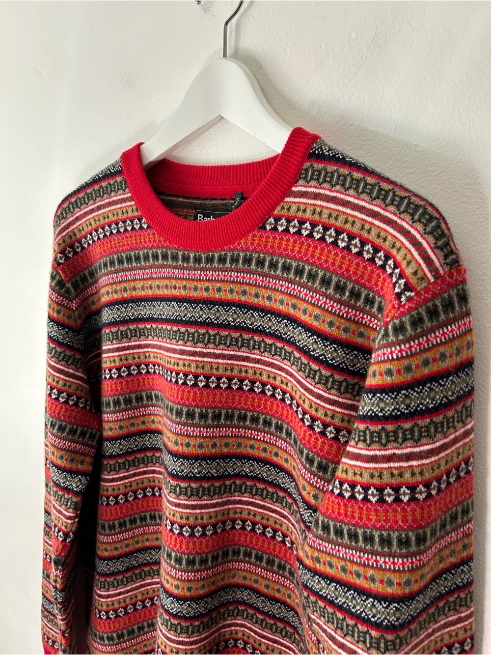 Barbour Martingale Fair Isle Merino Wool Cashmere Blend Crew Neck Sweater Large